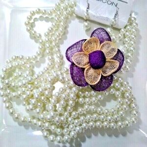 Aicon 1 Pc 16.5 Strand Faux Pearl Ivory White Necklace